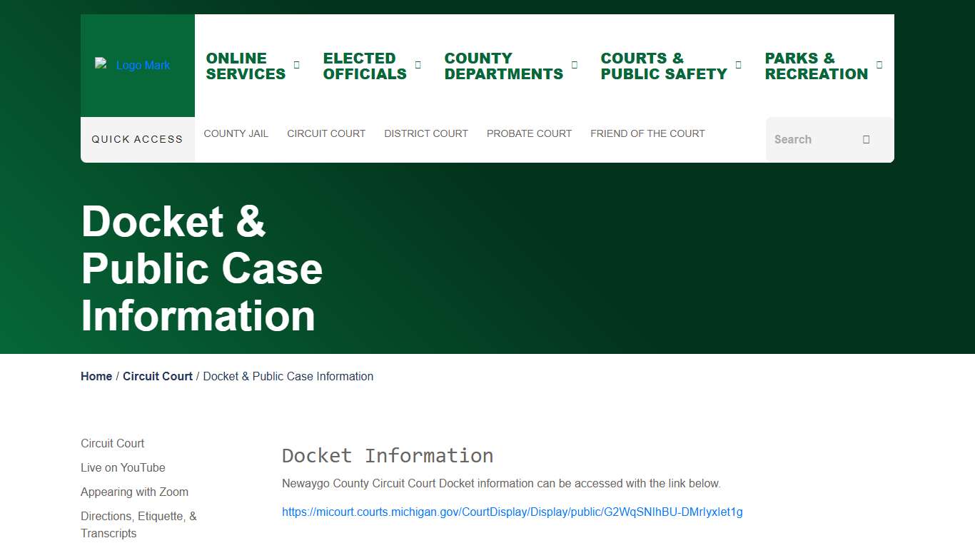 Docket & Public Case Information - Newaygo County