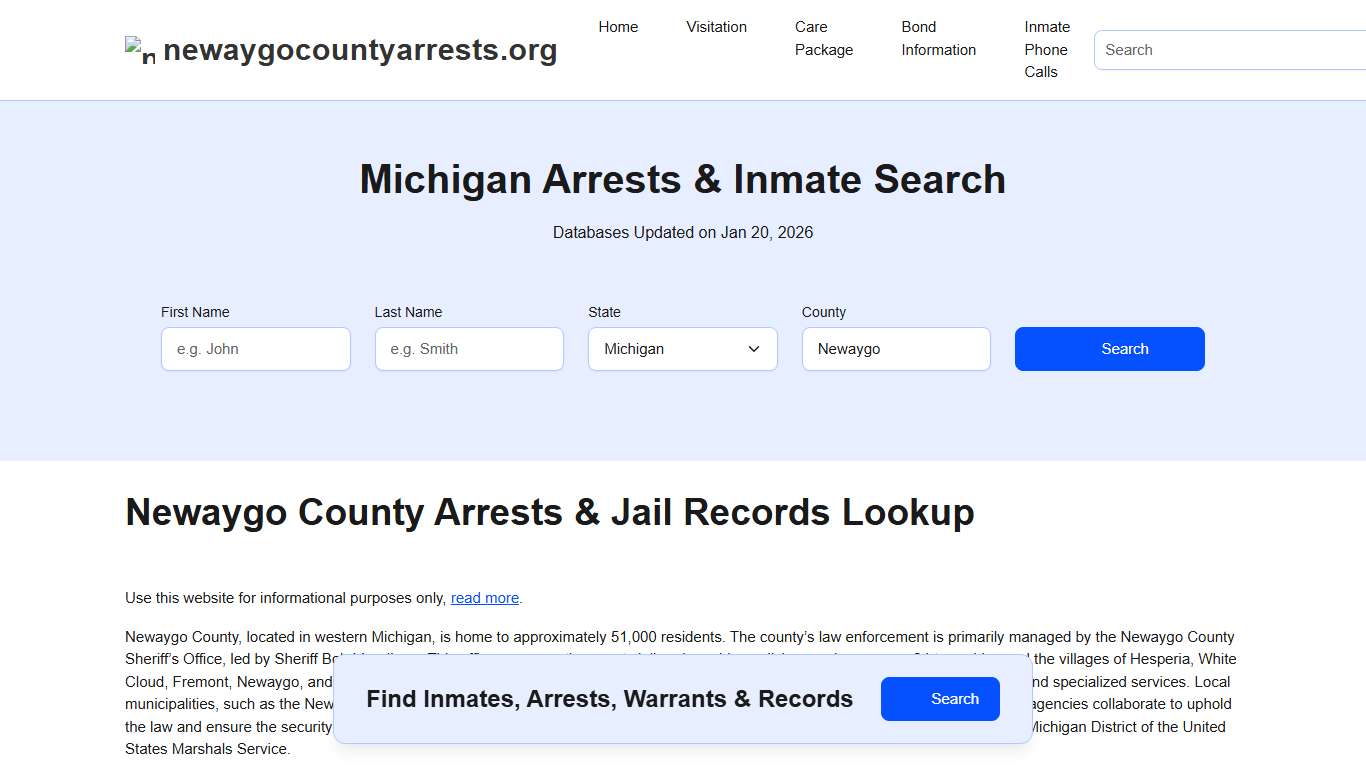 Newaygo County, MI Arrests, Warrants, Police Records Search